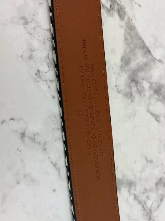 *Womens Herringbone Waist Belt Size Med Black White Casual Acadamia Career Dress - Picture 5 of 5